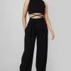 Public Desire UK High Neck Strappy Waist Crop Top Black