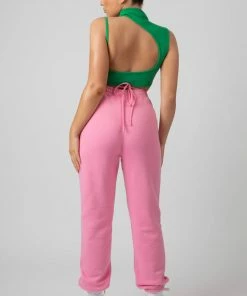 Public Desire UK High Neck Cut Out Strappy Bralet Green