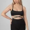 Public Desire UK Strappy Tie Cropped Bralet Black
