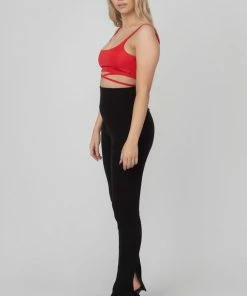 Public Desire UK Strappy Tie Cropped Bralet Red
