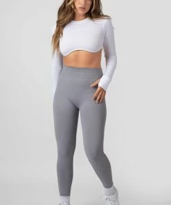 Public Desire UK Long Sleeve Underbust Crop Top White