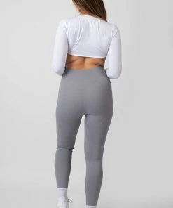 Public Desire UK Long Sleeve Underbust Crop Top White