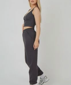 Public Desire UK Underbust Longline Top Dark Grey