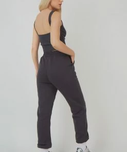 Public Desire UK Underbust Longline Top Dark Grey