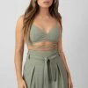 Public Desire UK Premium Tie Wrap Detail Bralet Sage