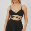 Public Desire UK Premium Tie Wrap Detail Bralet Black