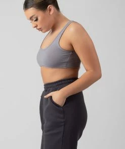 Public Desire UK Raw Hem Scoop Neck Crop Top Grey