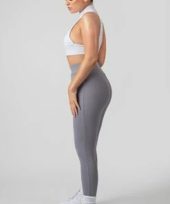 Public Desire UK High Neck Racer Low Side Rib Crop Top Oatmeal Marl KAIIA CLOTHING