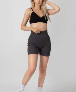 Public Desire UK Triangle Ribbed Bralet Black KAIIA CLOTHING