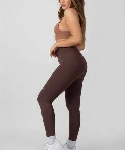 Public Desire UK KAIIA CLOTHING High Neck Racer Low Side Rib Crop Top Cinnamon