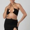 Public Desire UK Loop Ruching Chain Strap Bra Top Black