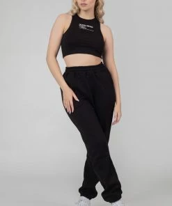 Public Desire UK KAIIA CLOTHING Kaiia Printed Racer Crop Top Black