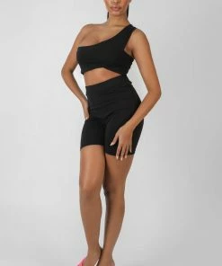 Public Desire UK KAIIA CLOTHING Asymmetric Bralet Black