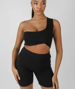 Public Desire UK KAIIA CLOTHING Asymmetric Bralet Black