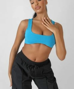 Public Desire UK KAIIA CLOTHING Underbust Detail Crop Top Blue