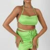 Public Desire UK Satin Ruched Side Bralet Green