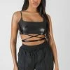 Public Desire UK Pu Square Neck Wrap Bralet Black