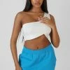 Public Desire UK Asymmetric Bralet White KAIIA CLOTHING