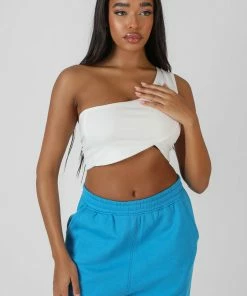Public Desire UK Asymmetric Bralet White KAIIA CLOTHING