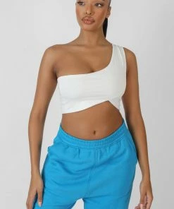 Public Desire UK Asymmetric Bralet White KAIIA CLOTHING