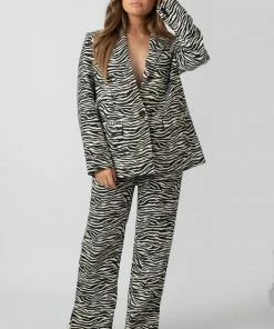 Public Desire UK High Waist Wide Leg Trouser Zebra