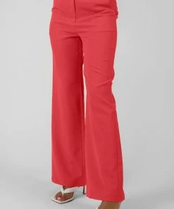 Public Desire UK KAIIA CLOTHING High Waisted Straight Leg Trousers Coral