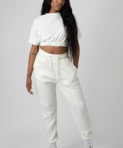 Public Desire UK Elasticated Waist Cropped T-Shirt White