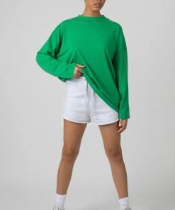Public Desire UK Long Sleeve Oversized T Shirt Green