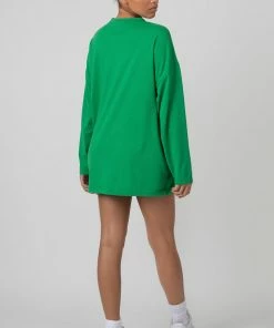 Public Desire UK Long Sleeve Oversized T Shirt Green
