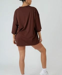 Public Desire UK Exposed Seam Oversized T Shirt Coffee