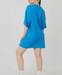 Public Desire UK Newport Graphic T-Shirt Dress Blue