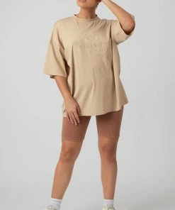 Public Desire UK KAIIA CLOTHING Tonal Embroidered Tee Stone