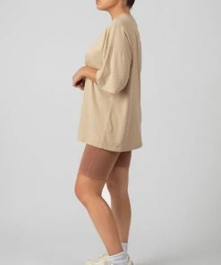 Public Desire UK KAIIA CLOTHING Tonal Embroidered Tee Stone