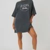 Public Desire UK Oversize Graphic T-Shirt Dress Acid Wash KAIIA CLOTHING