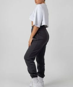 Public Desire UK KAIIA CLOTHING Super Cropped Printed T Shirt Grey