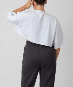 Public Desire UK KAIIA CLOTHING Super Cropped Printed T Shirt Grey