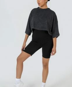 Public Desire UK Exposed Seam Oversized Cropped T Shirt Acid Wash KAIIA CLOTHING