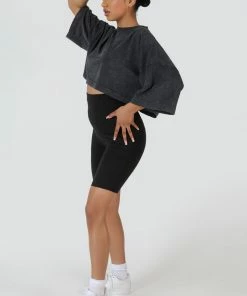 Public Desire UK Exposed Seam Oversized Cropped T Shirt Acid Wash KAIIA CLOTHING