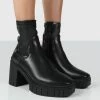 Public Desire UK OBSTACLE BLACK CHUNKY HEELED ANKLE BOOTS