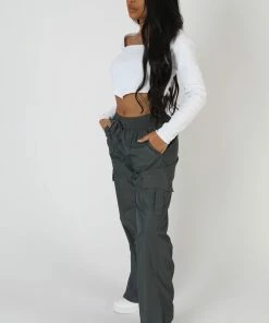 Public Desire UK Long Sleeve Hankey Crop Top White KAIIA CLOTHING