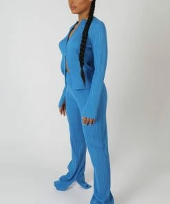 Public Desire UK Knitted Zip Front Top Blue KAIIA CLOTHING