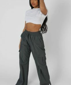 Public Desire UK Split Hem Cargo Trousers Grey