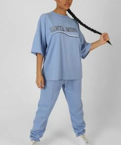 Public Desire UK Santa Monica Oversized T-Shirt Bluebell KAIIA CLOTHING