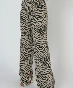 Public Desire UK Zebra Print Tailored Trousers Stone KAIIA CLOTHING
