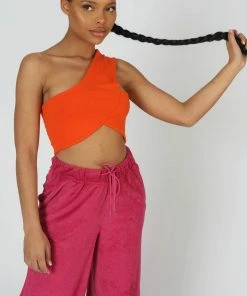 Public Desire UK KAIIA CLOTHING Asymmetric Bralet Orange