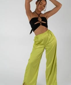 Public Desire UK Slinky Loop Ruching Crop Top Black KAIIA CLOTHING