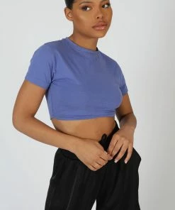 Public Desire UK Ultimate Short Sleeve Underbust T-Shirt Purple KAIIA CLOTHING