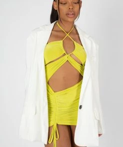 Public Desire UK Oversized Dad Blazer White