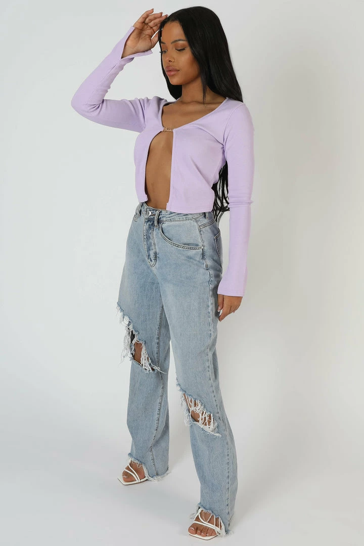 Public Desire UK Kaiia Trim Ribbed Top Lilac 3 Public Desire UK Kaiia Trim Ribbed Top Lilac