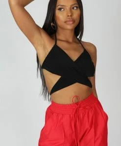 Public Desire UK 90S Butterfly Slinky Top Black KAIIA CLOTHING